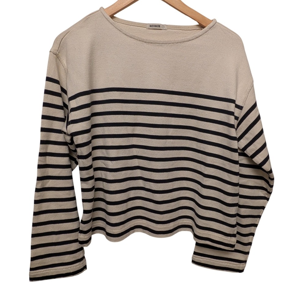 Buck Mason Mariner Jersey Breton Tee Natural Navy Stripe Preppy Nautical Small